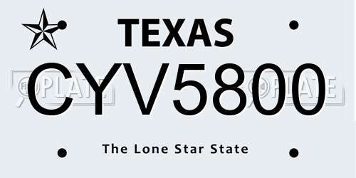 CYV5800 Texas License Plate