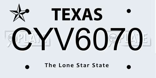 CYV6070 Texas License Plate