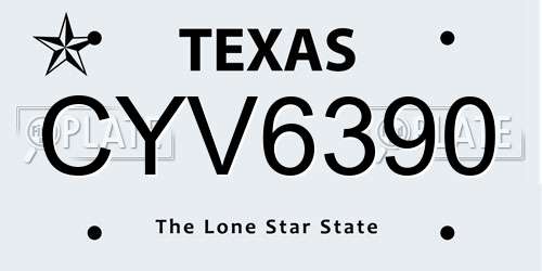 CYV6390 Texas License Plate