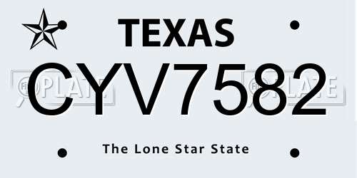 CYV7582 Texas License Plate