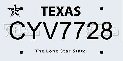 CYV7728 Texas License Plate