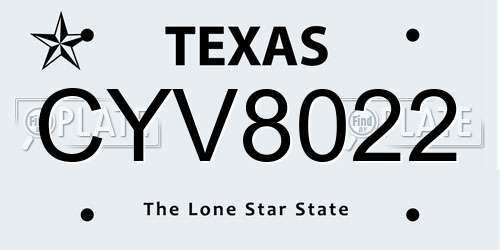 CYV8022 Texas License Plate