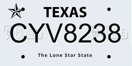 CYV8238 Texas License Plate