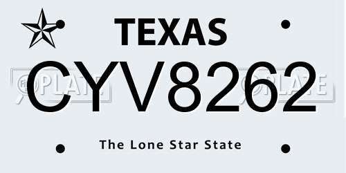 CYV8262 Texas License Plate