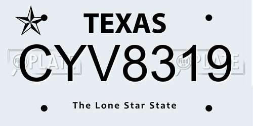 CYV8319 Texas License Plate