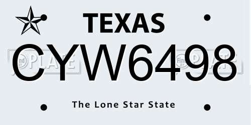 CYW6498 Texas License Plate