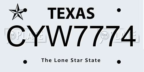 CYW7774 Texas License Plate