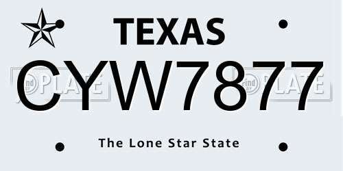 CYW7877 Texas License Plate