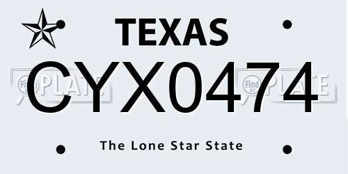 CYX0474 Texas License Plate