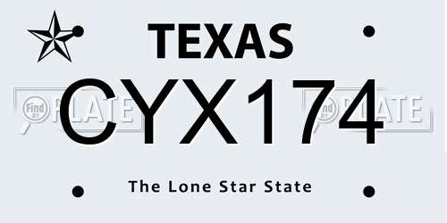CYX174 Texas License Plate