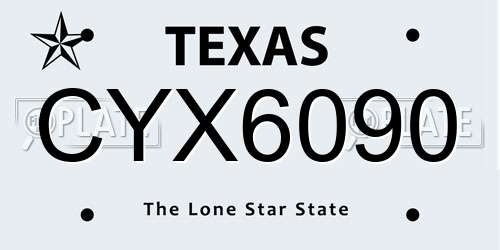 CYX6090 Texas License Plate