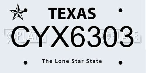CYX6303 Texas License Plate