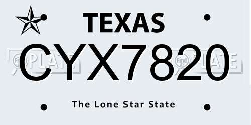 CYX7820 Texas License Plate