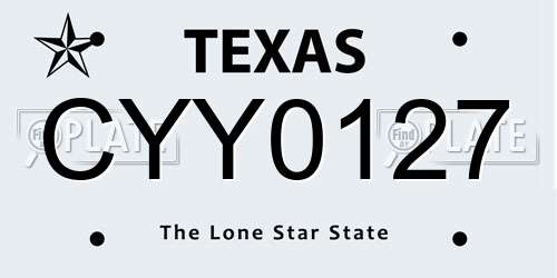 CYY0127 Texas License Plate