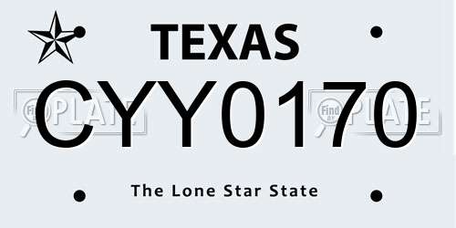 CYY0170 Texas License Plate