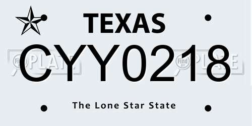 CYY0218 Texas License Plate