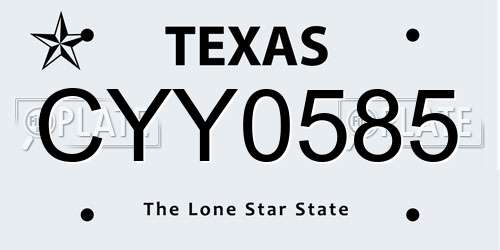 CYY0585 Texas License Plate
