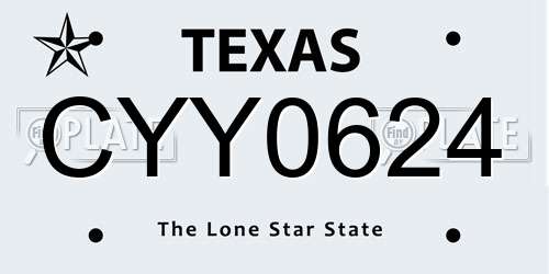 CYY0624 Texas License Plate