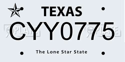 CYY0775 Texas License Plate