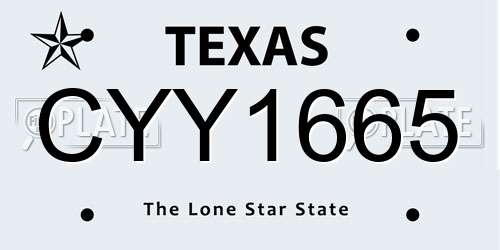 CYY1665 Texas License Plate