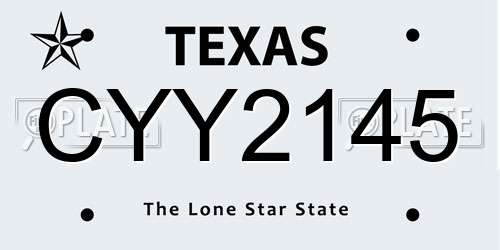 CYY2145 Texas License Plate