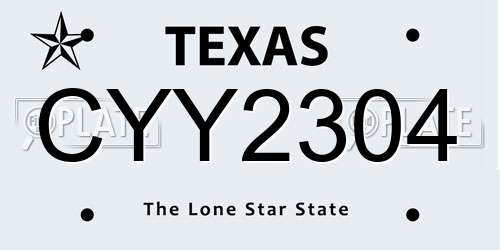 CYY2304 Texas License Plate