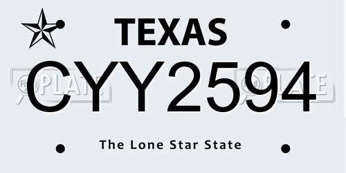 CYY2594 Texas License Plate