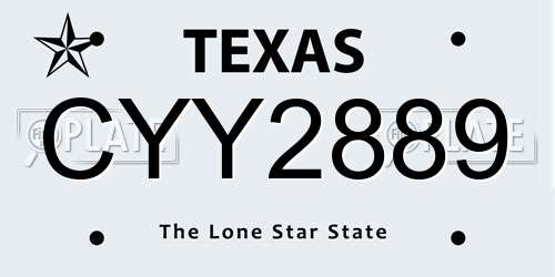 CYY2889 Texas License Plate