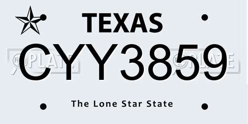 CYY3859 Texas License Plate