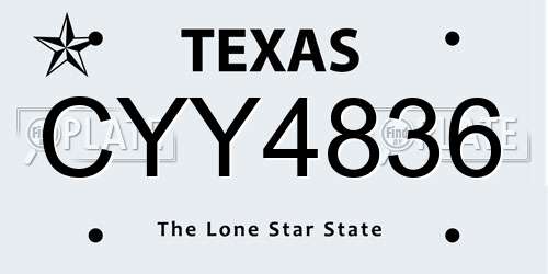CYY4836 Texas License Plate