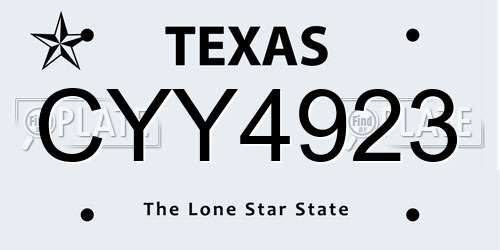 CYY4923 Texas License Plate