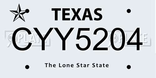 CYY5204 Texas License Plate