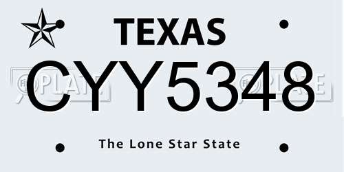 CYY5348 Texas License Plate