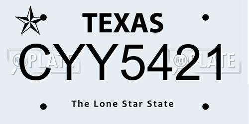 CYY5421 Texas License Plate