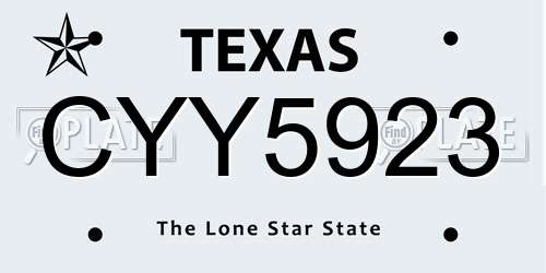 CYY5923 Texas License Plate
