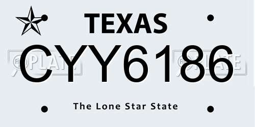 CYY6186 Texas License Plate
