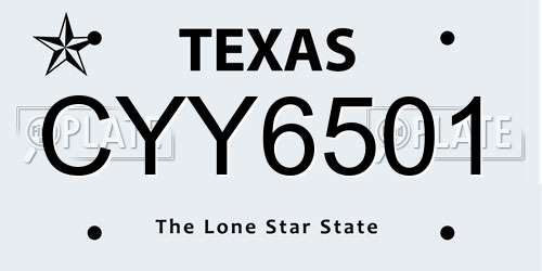 CYY6501 Texas License Plate