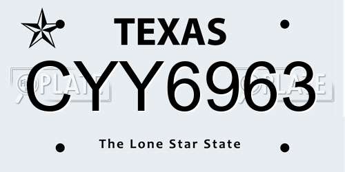 CYY6963 Texas License Plate