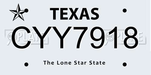 CYY7918 Texas License Plate