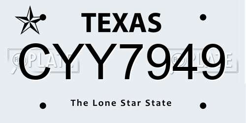 CYY7949 Texas License Plate