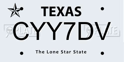 CYY7DV Texas License Plate