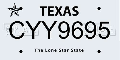 CYY9695 Texas License Plate
