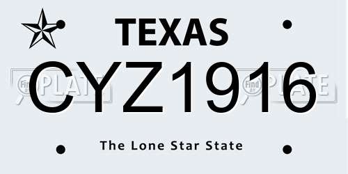 CYZ1916 Texas License Plate