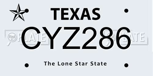 CYZ286 Texas License Plate