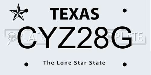 CYZ28G Texas License Plate