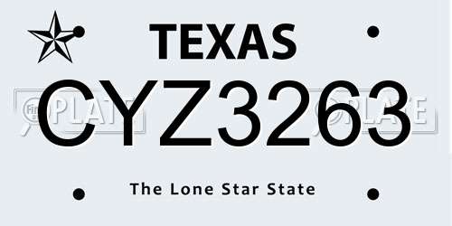 CYZ3263 Texas License Plate