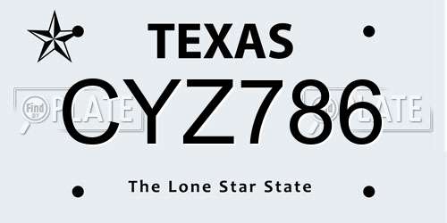 CYZ786 Texas License Plate