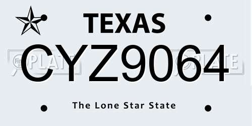 CYZ9064 Texas License Plate
