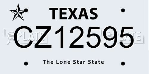 CZ12595 Texas License Plate