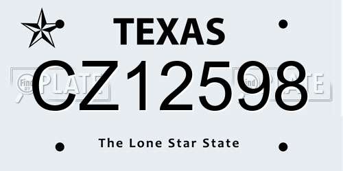 CZ12598 Texas License Plate